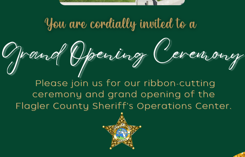 Flagler County hosts Sheriff’s Operations Center grand opening ceremony at 1 p.m. December 19