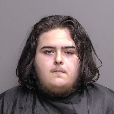 A young person with long dark hair, bushy eyebrows, and a beard is looking directly at the camera against a plain background. They are wearing a dark, draped garment similar to a barber's cape. This captivating image could be from an intriguing piece of local news in Flagler County or Palm Coast.