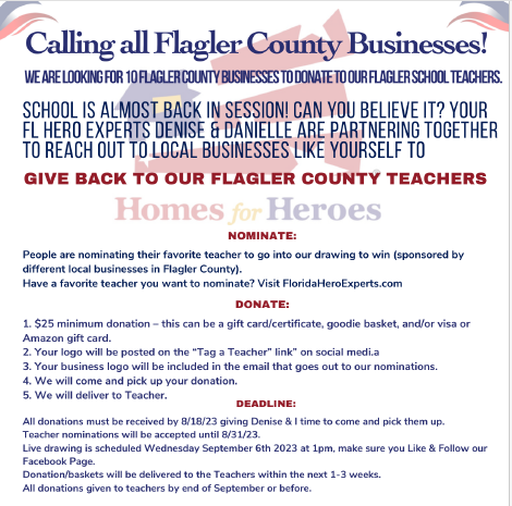 Flagler County Businesses Called to Help Raise Donations for Flagler County Teachers