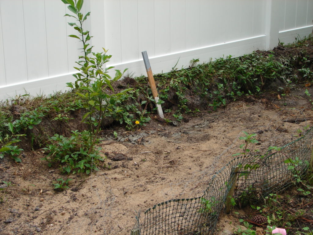 fence line shown higher than the existing lot backyard