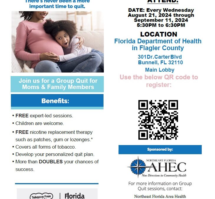 DOH-Flagler Offering Tobacco Group Quit for Expecting/New Mothers and Their Families
