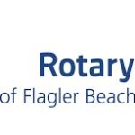 Logo of the Rotary Club of Flagler Beach The image features the Rotary International logo, a gear wheel illustration in gold, to the right of the word "Rotary" in blue text, with "Club of Flagler Beach" written below in smaller blue text