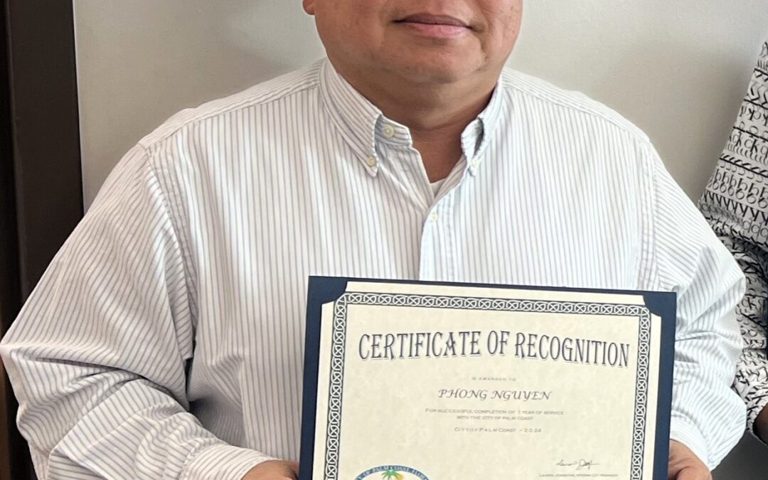 Palm Coast Celebrates Certification of Phong Nguyen as a Professional Transportation Planner