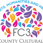 Logo featuring a colorful cluster of leaves forming a semi circle over "FC," with the text "PROMOTING ARTS, HUMANITIES AND HERITAGE FOR ALL" above, and "Flagler County Cultural Council" below