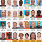 Infographic with photos, names, and addresses of sexual offenders on probation in Flagler County, Florida Header warns to avoid these residences during Halloween Banner at the bottom notes these are not registered sex offenders